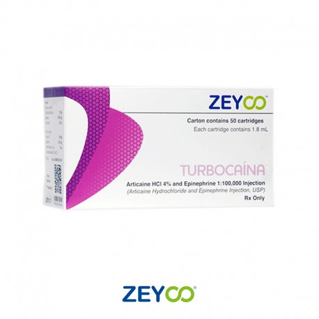 Anestesia Turbocaina Articaina 4% Con Epinefrina Blister Vidrio con 50pz. – Zeyco